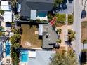 Aerial view of the house and surrounding neighborhood at 815 Lantana Ave, Clearwater Beach, FL 33767