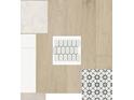 Sample of kitchen design options including flooring, cabinets, and backsplash at 633 Allora Ave, Nokomis, FL 34275