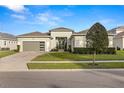 Modern two-story home with a landscaped yard and 3-car garage at 9028 Ivy Stark Blvd, Wesley Chapel, FL 33545