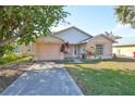 Charming one-story house with a pink garage door and a tidy lawn at 11 Leaning Palm Ct, Plant City, FL 33563