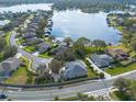 Aerial view of waterfront homes and community at 4017 Eagleflight Ln, Land O Lakes, FL 34639