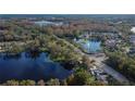 Aerial view showing a beautiful community by the lake at 5028 School Rd, Land O Lakes, FL 34638