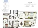 Floor plan of Antigua R unit, showing 2 bed, 3 bath layout at 1325 Snell Isle Ne Blvd # 407, St Petersburg, FL 33704