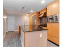 Modern kitchen with stainless steel appliances, granite countertops, and wood cabinets at 1120 E Kennedy Blvd # 927, Tampa, FL 33602