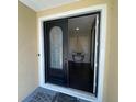 Elegant double front doors with glass inserts opening to a foyer at 3020 Sheppards Crook Ct, Holiday, FL 34691