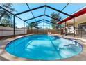 The screened in ground pool has a new liner and is ready for enjoyment at 2233 Curlew Rd, Dunedin, FL 34698