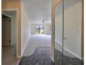 Foyer with tile and carpet flooring, mirrored closet, and view of the living area at 2701 Lancaster Dr, Sun City Center, FL 33573