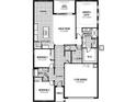 Open floor plan with a combined great room, kitchen, and dining area, along with three bedrooms and a two-car garage at 11726 Renaissance Blvd, Venice, FL 34293