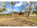 Exterior view of a single-story home with landscaping and a palm tree at 945 Bayshore Dr, Tarpon Springs, FL 34689