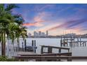 Stunning sunset view over the water with city skyline in the background at 1919 Hawaii Ne Ave, St Petersburg, FL 33703