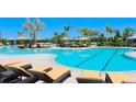 Large community pool with multiple lounging areas and palm trees at 18306 Wheathouse Pl, Lakewood Ranch, FL 34211