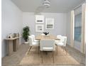 Bright dining room featuring a large wooden table and six white chairs at 16769 Parker River St, Wimauma, FL 33598