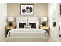 Bright bedroom with a queen bed, nightstands, and stylish decor at 13024 Calcite Blue Ave, Wimauma, FL 33598