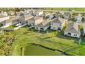 Community overview featuring houses with lush green spaces and a pond at 1663 Hazy Sea Dr, Plant City, FL 33565