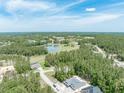 Expansive aerial view showcasing the community with lush greenery, lake, and golf course at 5062 Elm Leaf Dr, Brooksville, FL 34601