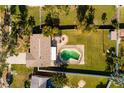Bird's-eye view of the property showcasing the pool, backyard, and patio at 5801 Venetian Ne Blvd, St Petersburg, FL 33703