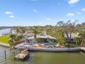 Single-story home on a waterfront lot with a pool and dock at 363 Bahia Vista Dr, Indian Rocks Beach, FL 33785