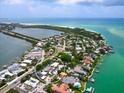 Bird's eye view of waterfront home and neighborhood at 1340 Westway Dr, Sarasota, FL 34236