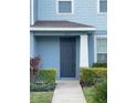 Inviting townhome front door with meticulous landscaping; columns and brick accents frame the entrance at 2409 Hearth Dr, Odessa, FL 33556