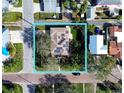 Aerial view of property with defined border, showcasing surrounding yards and street access at 3102 57Th S St, Gulfport, FL 33707