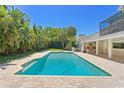 Relaxing backyard pool with brick pavers and lush tropical landscaping at 16403 Zurraquin De Avila, Tampa, FL 33613