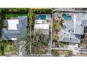 Aerial view of the property showcasing the pool, backyard, and surrounding neighborhood at 431 Rafael Ne Blvd, St Petersburg, FL 33704