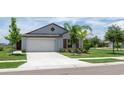 Charming single-story home with a two-car garage, well-maintained lawn, and lush landscaping at 9805 Lemon Drop Loop, Sun City Center, FL 33573
