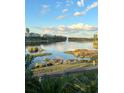 Scenic lake view with fountain, lush greenery, and cityscape in the background at 650 Saxony Blvd, St Petersburg, FL 33716