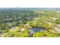 Aerial view of property with lake and lush green trees, providing a serene and private setting at 1802 E Park Cir, Tampa, FL 33610