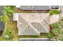 Aerial view of a well-maintained roof and surrounding lush greenery of the property at 29523 Waggle Dr, San Antonio, FL 33576