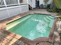 Private backyard swimming pool surrounded by a brick patio and lush landscaping providing a serene retreat at 4810 W San Miguel St, Tampa, FL 33629