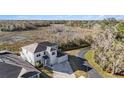 Aerial view of the property showcasing its location near a beautiful, green, conservation area and well-maintained surroundings at 22990 Scaglione Dr, Lutz, FL 33549