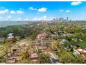 Aerial view of a vacant lot ready for construction with a beautiful skyline backdrop and mature trees at 805 17Th Ne Ave, St Petersburg, FL 33704