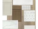 Showcasing design materials with varying hues and textures for floors, cabinets, countertop, and backsplash at 713 W West St, Tampa, FL 33603