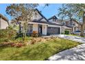 Beautiful home with a well-kept lawn, elegant black trim, and a convenient attached two-car garage at 3510 Brook Crossing Dr, Brandon, FL 33511