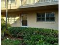 View of the back of the building with tidy garden space at 10033 64Th N Ave # 9, St Petersburg, FL 33708