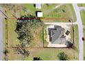 Aerial view showcasing the new home's construction within the property boundary at 31049 Eloian Dr, Wesley Chapel, FL 33545