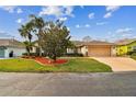 Charming single-story home boasting a lush green lawn, mature landscaping, and a two-car garage at 10416 Moshie Ln, San Antonio, FL 33576