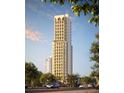 Modern high-rise building featuring multiple balconies, sidewalks and green spaces at 126 4Th Ne Ave # 2201, St Petersburg, FL 33701