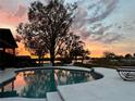 A stunning sunset view behind the pool, creating a serene backyard oasis at 22819 Southshore Dr, Land O Lakes, FL 34639