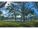 Scenic lake view with mature trees and walking path, perfect for enjoying nature and peaceful surroundings at 3367 Crystal E Ct # F, Palm Harbor, FL 34685