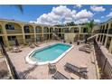 Community pool with lounge seating in a courtyard setting perfect for relaxing by the water at 3206 W Azeele St # 129, Tampa, FL 33609