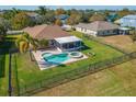 Backyard oasis featuring a pool, spa, screened patio, and lush landscaping at 5325 Sandy Shell Dr, Apollo Beach, FL 33572