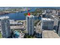 An aerial view captures the prime location of the Towers Tampa, showcasing waterfront proximity at 449 S 12Th St # 2702, Tampa, FL 33602