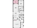 An overhead view of the first floor plan showing the kitchen, bedrooms, and living spaces layout at 757 Steel Dr, Apollo Beach, FL 33572