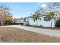Charming one-story home with blue siding, a paved driveway, and mature trees, perfect for peaceful living at 3307 S Manhattan Ave, Tampa, FL 33629