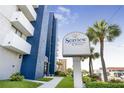 Attractive signage indicates the entrance to Seaview Condominiums & Rentals with lush landscaping at 14700 Gulf Blvd # 405, Madeira Beach, FL 33708