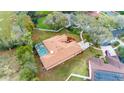 Aerial shot of the home showcasing a spacious backyard and screened-in pool at 3701 Barnhouse Pl, Valrico, FL 33596