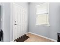Inviting entryway with a white door and a window allowing natural light to filter in at 9033 Aspen Hollow Pl, Riverview, FL 33578