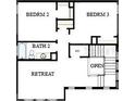 Second-floor plan showing bedrooms, bath, and retreat at 7266 Kodiak Ln, Sarasota, FL 34240